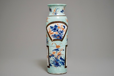 A European-decorated Chinese rouleau vase, Transitional period